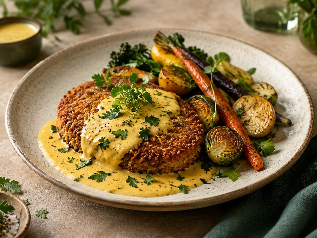 Chef-crafted plant-based comfort food with roasted vegetables